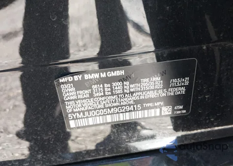 2021 BMW X5 M from USA, damaged, VIN 5YMJU0C05M9G29415